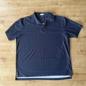 Peter Millar Shirt Men 2XL Blue Polo Summer Comfort Skulls All Over Print Golf